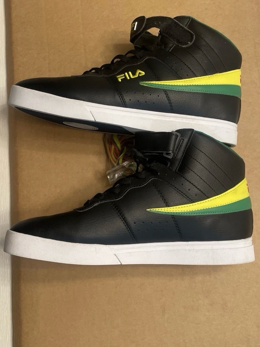 Fila Black High-Top Sneakers with Yellow & Green Accents